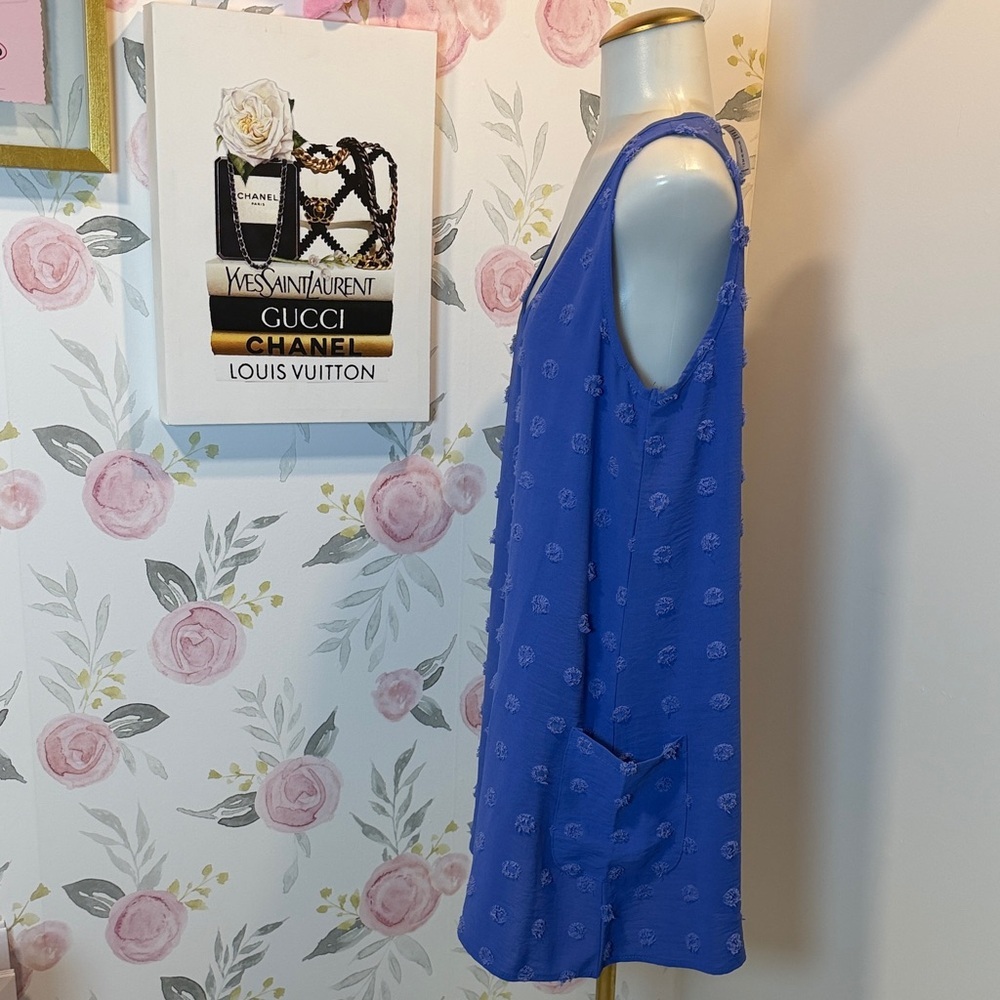 Baby Blue Sleeveless Top Polka Dot Dress - Picture 2 of 4